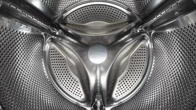 The inside of a washing machine drum