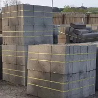 Building materials stacked on a construction site