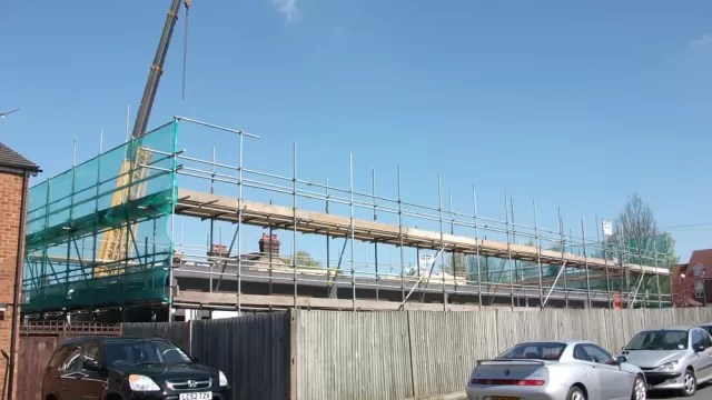 Scaffolding on a building under work