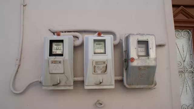 Electricity meters on a wall