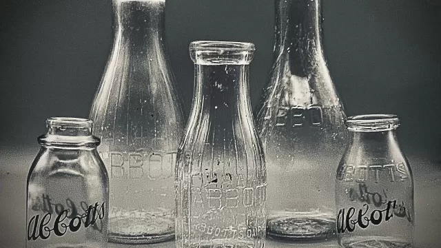 Glass milk bottles