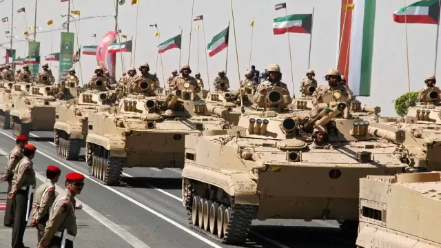 Kuwaiti armoured vehicles in a military parade