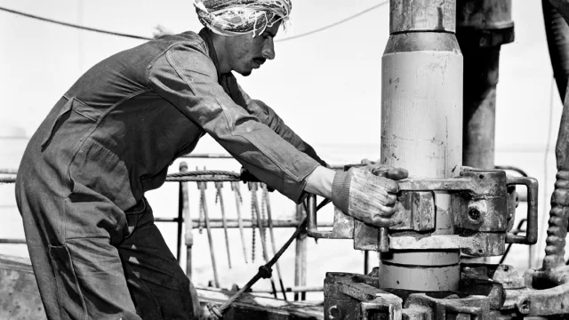 A drilling rig at an oil well in Kuwait