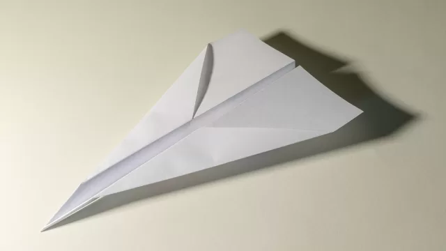 A folded paper plane
