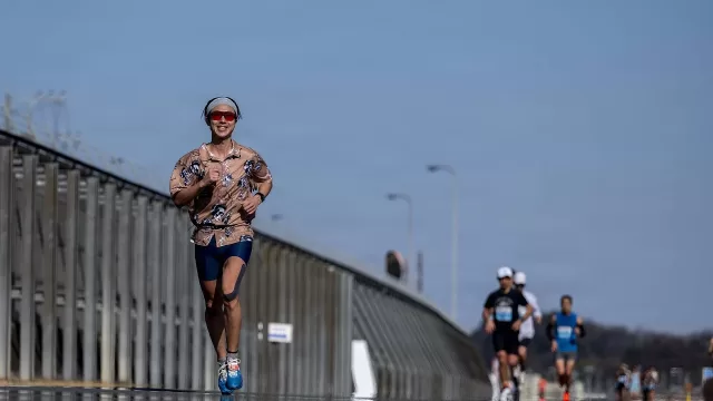 Runners competing in a road race