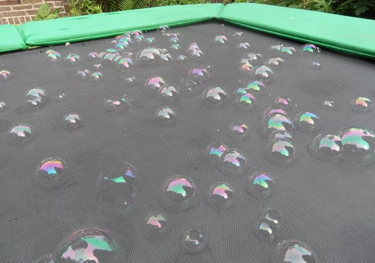 Bubbles on the surface of a trampoline